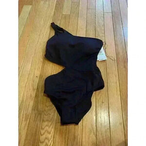Michael Kors Women's One-Shoulder Black Swimsuit Size 8